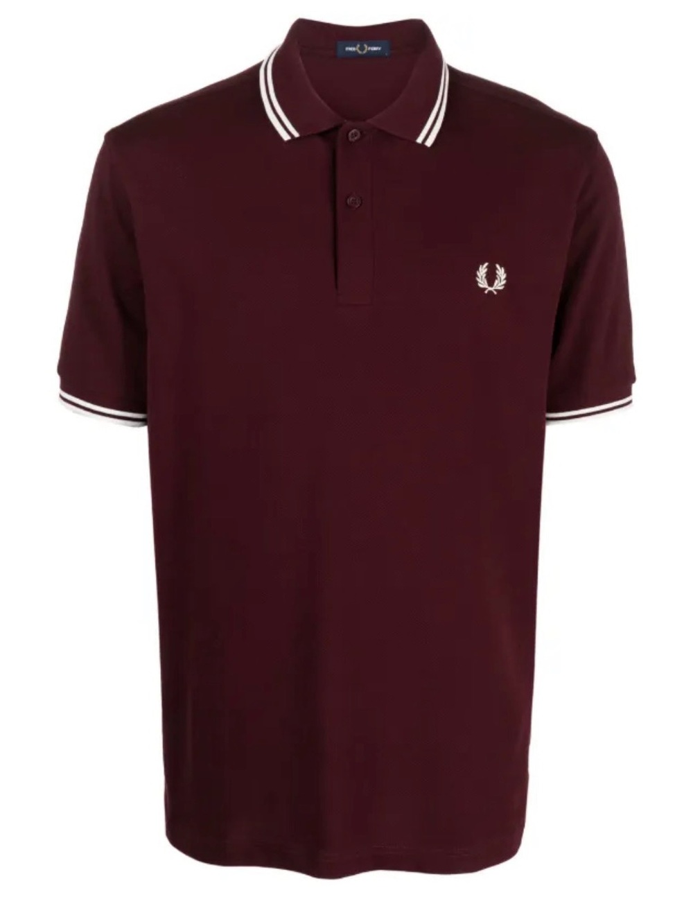 Fred Perry Men's Burgundy Polo with White Twin-Tip
